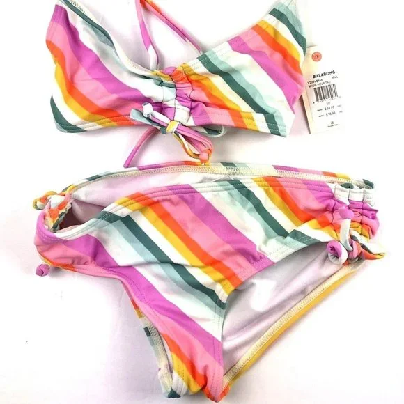 Billabong Girl’s Magic Hour Striped Two Piece Bikini Set Size 10